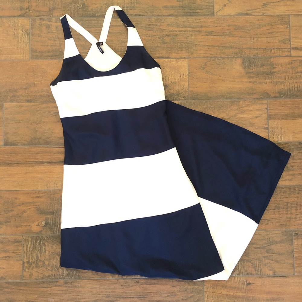Navy & White Striped Maxi Dress